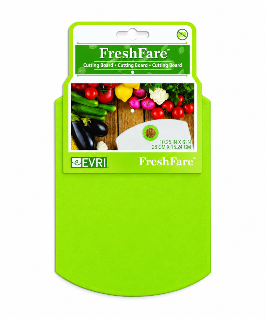 Compact white Evri plastic cutting board with handle for kitchen food prep in Lagos, Nigeria
