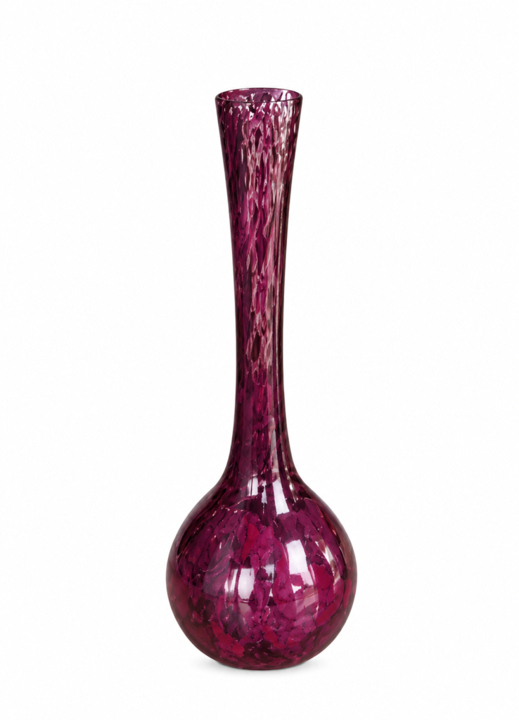 Large aubergine recycled glass optic bottle vase for table décor in Lagos, Nigeria