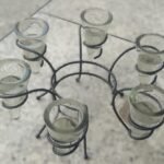 Glass Candle Holder Metal Ring