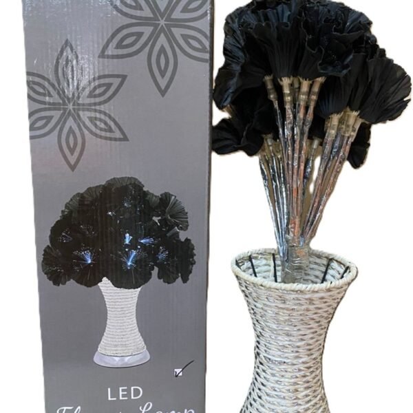 Decorative black flower LED lamp for bedside lighting and modern floral-themed room décor in Lagos, Nigeria
