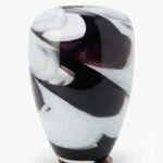Large hand blown glass Liquorice vase with abstract black and white swirl patterns in Lagos, Nigeria