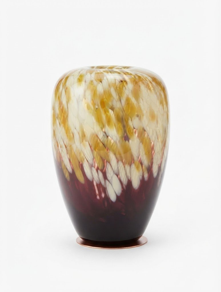 Medium hand-blown glass vase Medium hand-blown glass vase with an amber butterscotch and cream speckled finish in Lagos, Nigeria