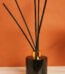 Sleek 150ml black glass reed diffuser with a gold collar and black reeds for home fragrance in Lagos, Nigeria