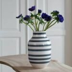 Stripes Vase Blk/Wht H300X195Mm Ceramic
