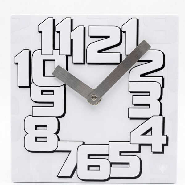 Hometime white MDF block mantel clock for minimalist living room and bedside tabletop décor in Lagos, Nigeria