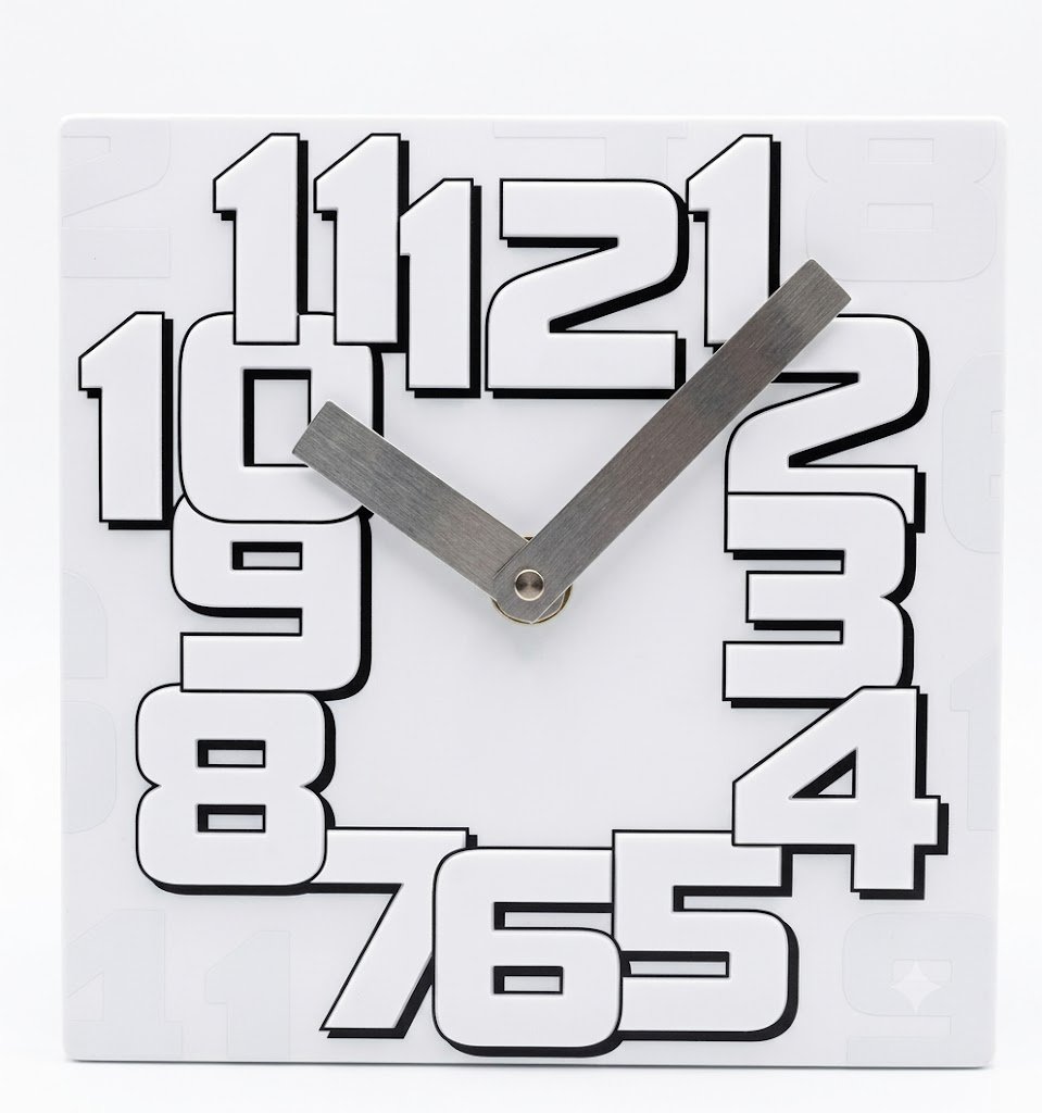 Hometime MDF Block Mantel Clock Hometime white MDF block mantel clock for minimalist living room and bedside tabletop décor in Lagos, Nigeria