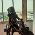 Juliana Figurine Girl With Dog On Bench