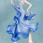 Ballroom Dancer Resin Lady Figurine In Blue Dress