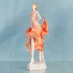 Ballroom Dancer Resin Lady Figurine In Orange Dress
