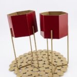 Dark glam red plant pot on metal stand 27cm for home and garden décor in Lagos, Nigeria
