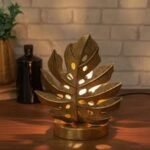 Metal Palm Leaf Led Light 28Cm Table Decor