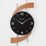 Hometime Natural Wood & Metal Wall Clock Black Dial