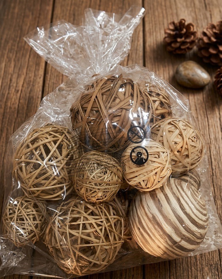Natural fiber 26x30cm decorative ball ornament for rustic home and tabletop styling in Lagos, Nigeria.