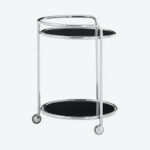 Novo Round Trolley Blk Temp Glass/Silver