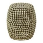 Templar Round Beaded Iron Stool Gold Finish