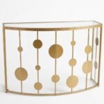 Champagne gold Farran console table with mirrored top for living room and entryway décor in Lagos Nigeria