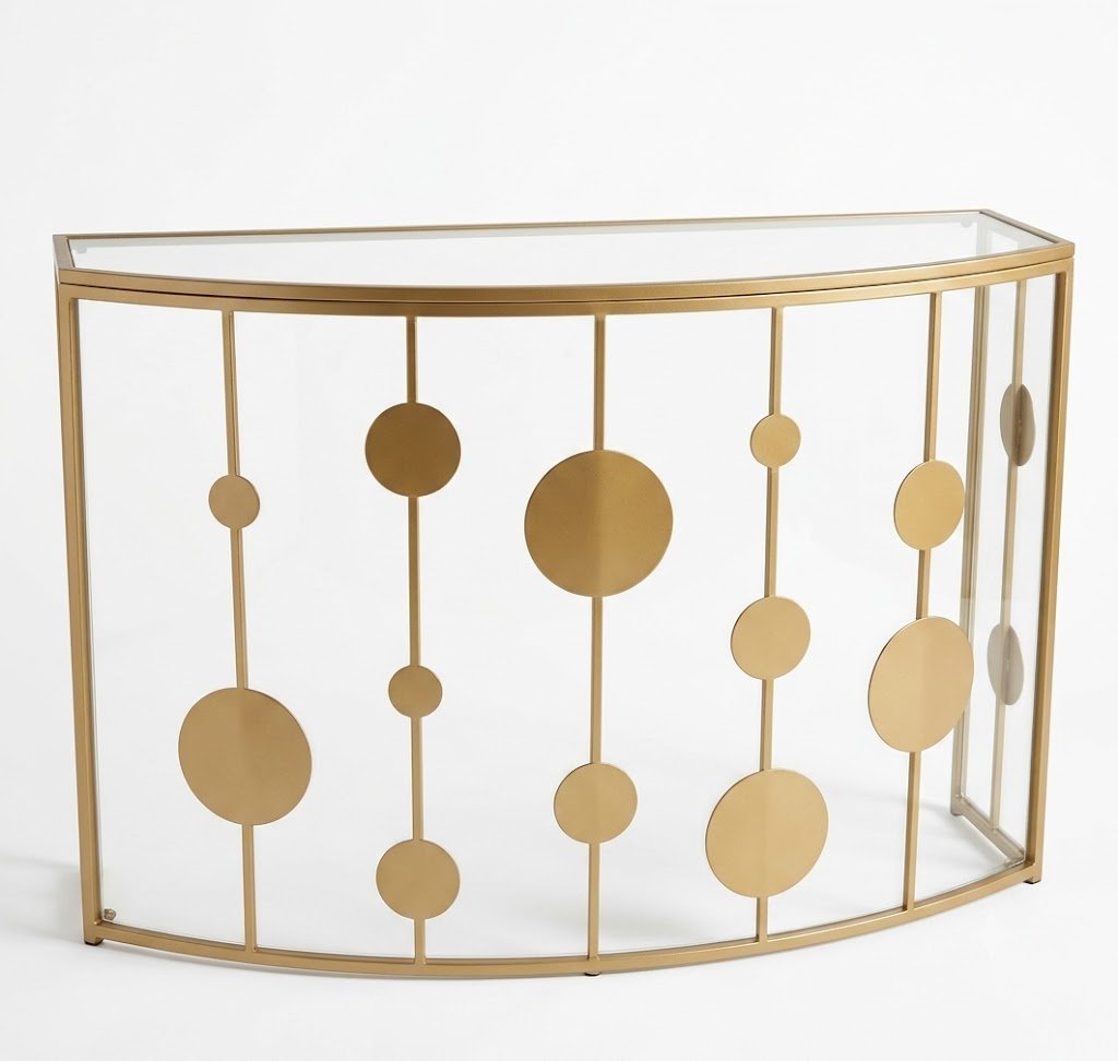 Champagne gold Farran console table with mirrored top for living room and entryway décor in Lagos Nigeria