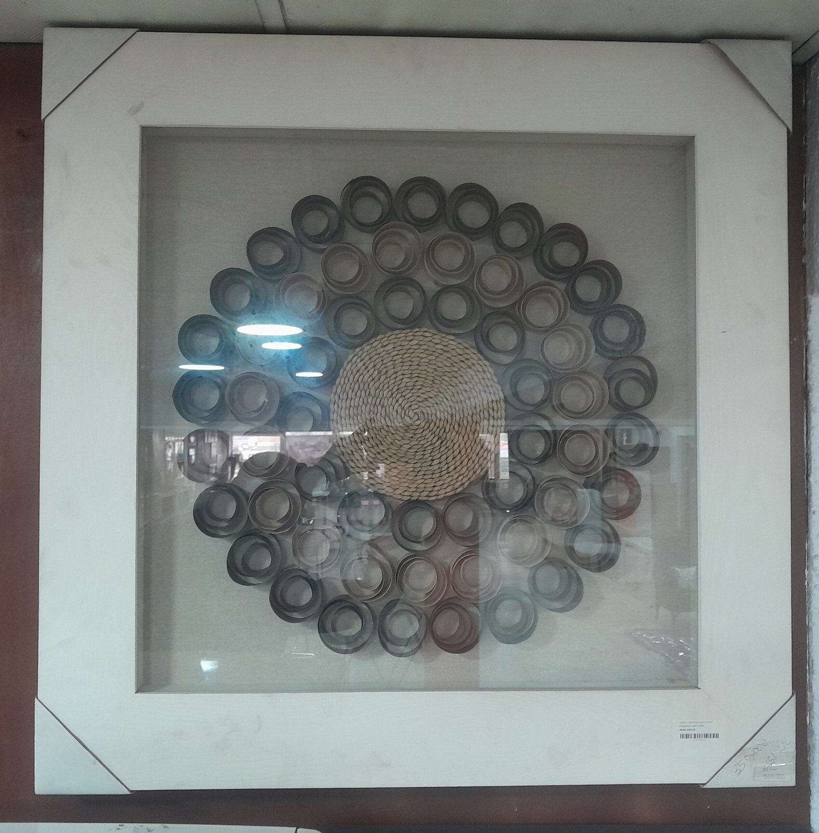 5018705759067 Distressed Wht Framed Natural Wall Art - Image 1