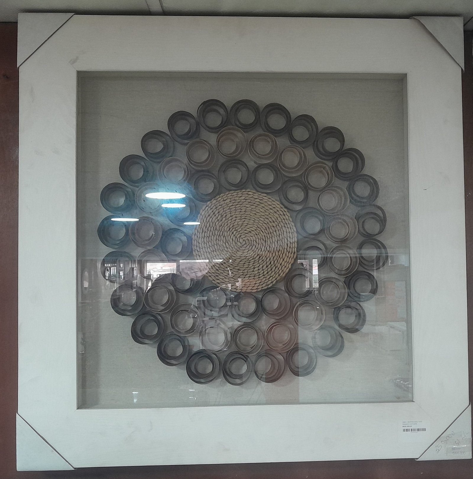 5018705759074 Distressed Wht Framed Nat/Drk Wall Art - Image 1