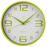 Anson Lime Green And White Plastic Wall Clock