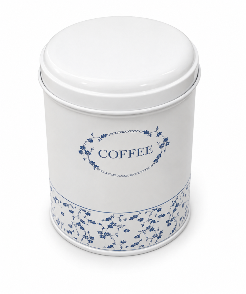 Blue Rose floral pattern ceramic coffee canister for airtight kitchen storage and countertop décor in Lagos, Nigeria