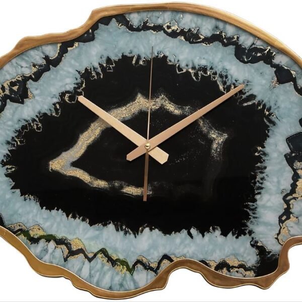 Large 50x38cm Celina black wall clock with agate effect for modern home decor in Lagos, Nigeria