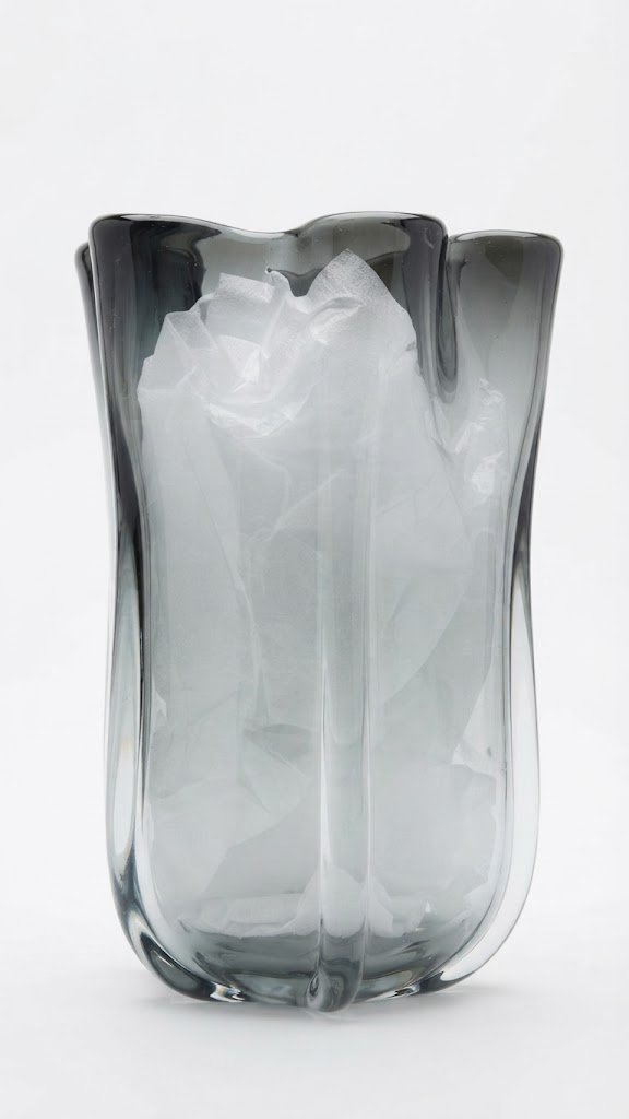 Sleek tall blue glass vase M5 (14cm) for luxury shelf and tabletop floral decoration in Lagos, Nigeria