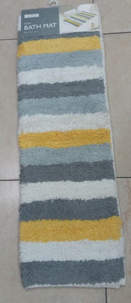 5023674213021 Stripe Bath Mat Ochre - Image 1