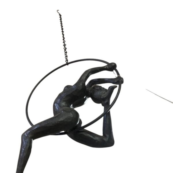 Detailed 26cm silver gymnast on ring figurine sculpture for luxury shelf and office decoration in Lagos, Nigeria