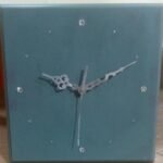 Clock- Pink Square W/Gems 29Cm
