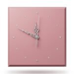 Elegant 29cm pink square wall clock featuring shimmering gem accents for bedroom and living room decor in Lagos, Nigeria