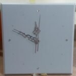 Clock- Light Grey Square W/Gems 29Cm