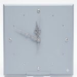 Light grey 29cm square wall clock with sparkling gem details for modern living room décor in Lagos, Nigeria