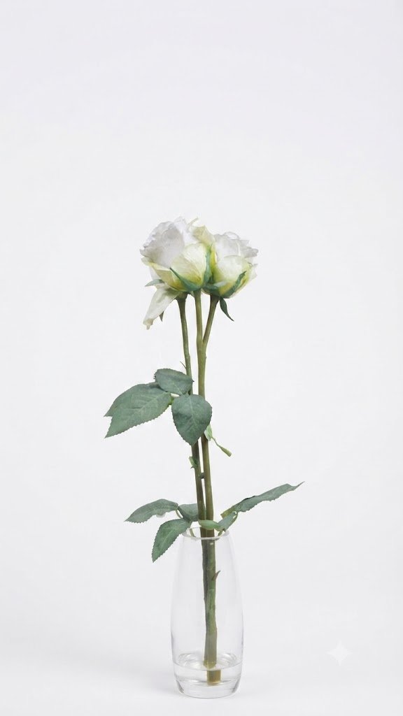White rose flower display in clear glass vase for elegant home décor in Lagos, Nigeria