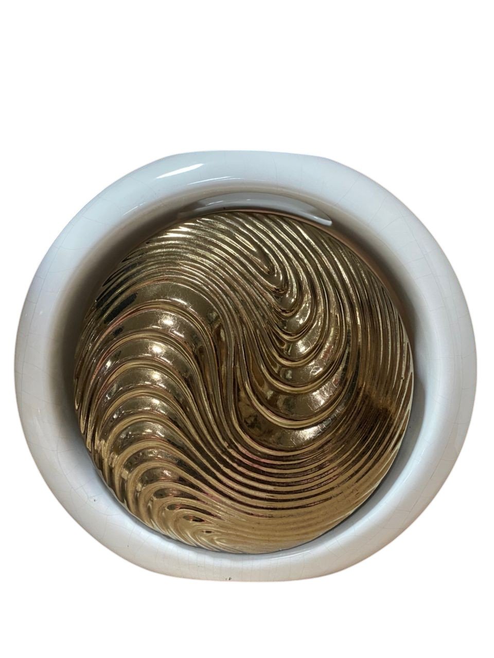 5032203102606 29Cm Desert Spiral Vase Gold And White - Image 1