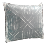 Cotton Blue Base With White Geo Emb 45 X 45 Throw Pillow