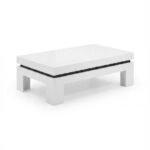 White high gloss Milano coffee table with LED lights for modern living room in Lagos, Nigeria