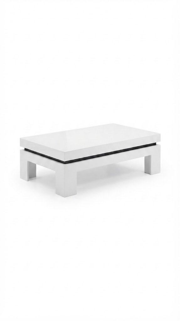 White high gloss Milano coffee table with LED lights for modern living room in Lagos, Nigeria