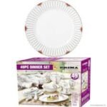 49 Pc Round Porcelain Dinner Plate Set In Gold & Green