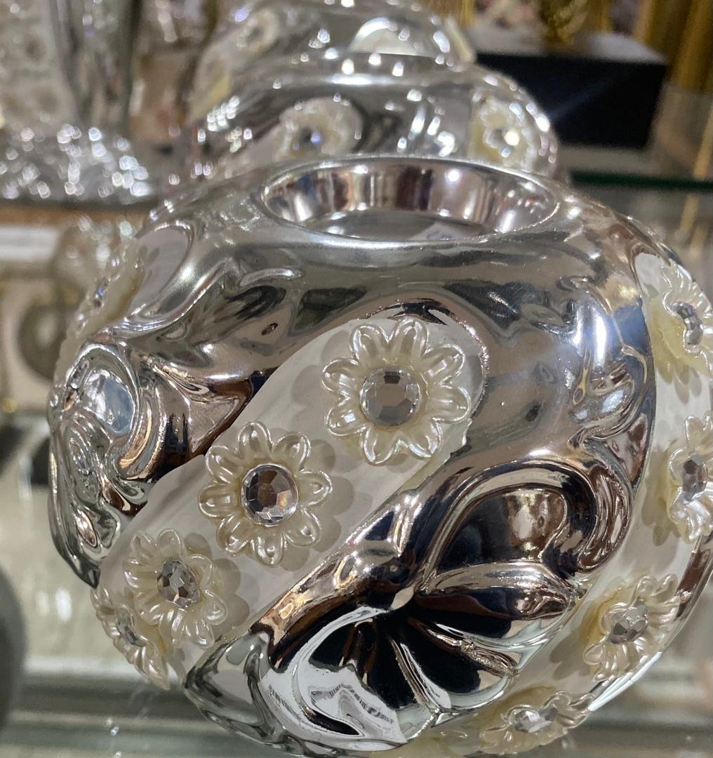 5050238053809 Home Deco Round Tealight Holder Small Silver - Image 1