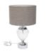 Etched clear glass table lamp 64cm with textured grey fabric shade for living room décor in Lagos, Nigeria