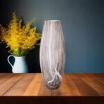 Marbled Bottle Vase Grey 34 Cm