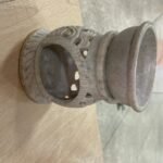 Pale Soap Stone Oil Burner With Carving