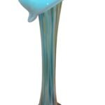 Vase Pipe In White Green And Amber With Lip 40Cm