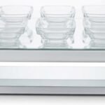 Luxury mirrored silver tray with multiple square crystal tealight candle holders for home decor in Lagos, Nigeria.