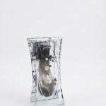 Elegant 25cm black glass vase with decorative texture for modern home and office décor in Lagos, Nigeria