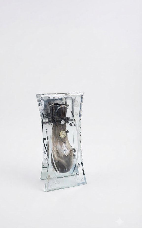 Elegant 25cm black glass vase with decorative texture for modern home and office décor in Lagos, Nigeria