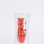 Red 25cm glass vase with decorative textured finish for home and office floral décor in Lagos, Nigeria