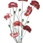 Green Stems Poppies Metal Wall Art