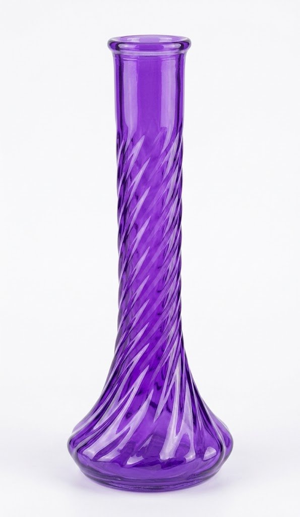 Purple 23cm glass vase with 9cm diameter for flowers and stylish home décor display